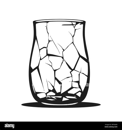 Broken glass cup for drinks. Cracked cup icon on white background. Glass waste concept. Vector ...