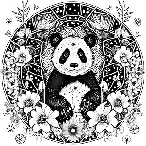 Premium Photo | Mandala pattern with a panda with colour in eyes in a ...