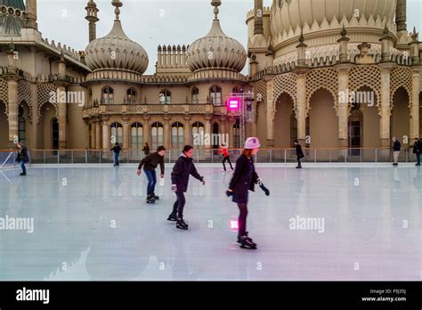 Young People Skating On The Ice Rink Outside The Royal Pavilion ...