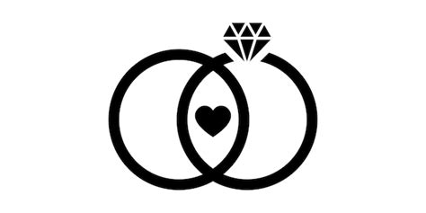 Premium Vector | Two black wedding rings with diamond on white background. Heart and two rings ...