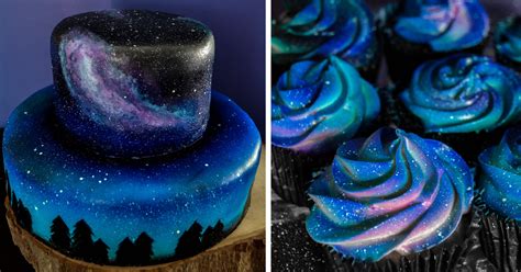 I Was Asked To Make A Galaxy Themed Cake And Cupcakes For A Wedding ...