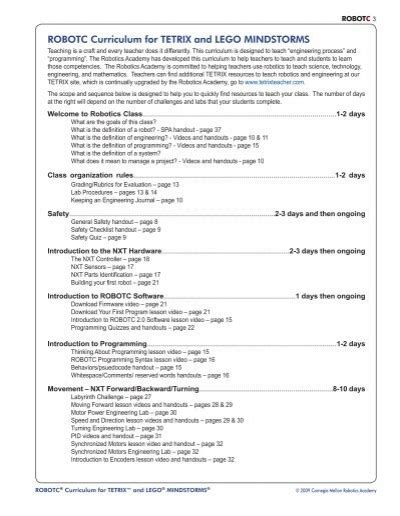 ROBOTC Curriculum for TETRIX and LEGO MINDSTORMS - Teacher