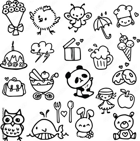 cartoon vector drawing things emoji set Stock Vector | Adobe Stock