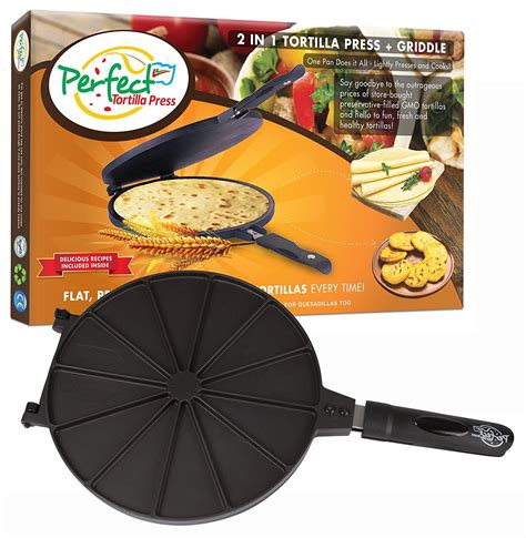 Perfect Tortilla Press and Maker, 2-n-1 Tortilla Machine Dough Smasher Stovetop Cooker, Make 6 ...