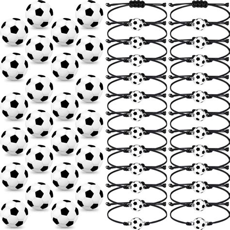 48 Pieces Ball Party Favor Set 24 Inspirational Sport Ball Wristbands 24 Sports Stress Ball ...