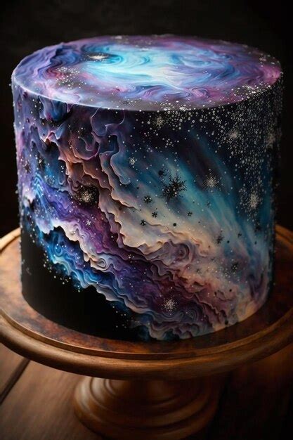 Premium AI Image | Galaxy cake with a swirly cake design