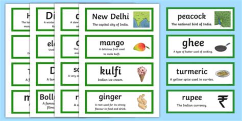 India Vocabulary Cards (teacher made)