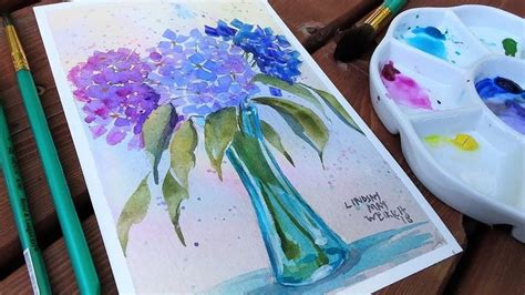 How To Paint Hydrangea Flowers Beginner Watercolor Tutorial - YouTube | Watercolor flowers ...