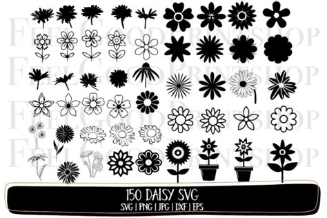 150 Daisy SVG Bundle Daisy Silhouette Graphic by FeelGoodPrintshop ...