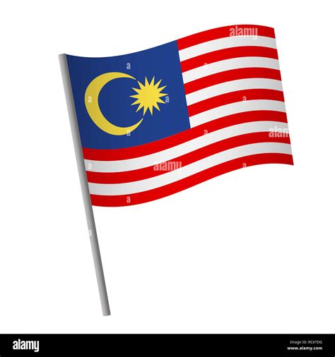 Malaysia flag icon. National flag of Malaysia on a pole illustration ...