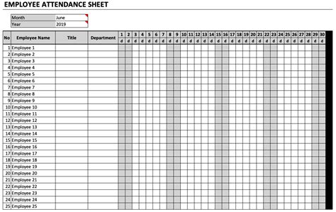 Free Printable Attendance Sheet Excel PDF, Word, Template