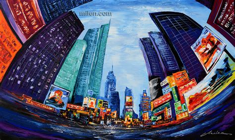 Times Square – cityscape – Abstract Paintings, Amazing Original Abstract Cityscapes by Milen