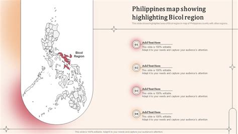 Philippines Map Showing Highlighting Bicol Region PPT Example