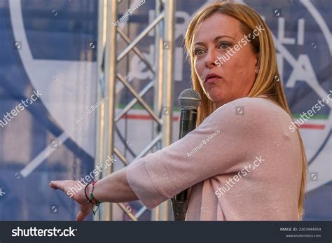 Secretary Giorgia Meloni Talks During Fratelli Stock Photo 2203444959 ...