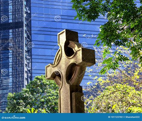 The Anglican Stone Church Cross Stock Photo - Image of hongkong ...