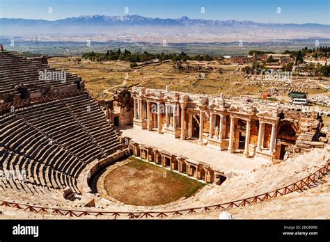 Ancient Roman amphitheatre in Hierapolis in Pamukkale, Turkey Stock Photo - Alamy