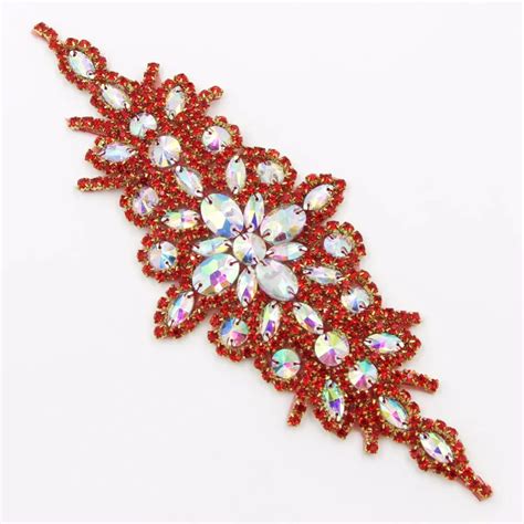 1 Piece Iron On Rhinestone Applique DIY Crafts Bling Wedding Crystal Rhinestone Appliques Patch ...