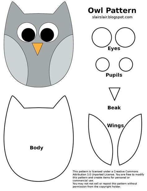 Owl template | Owl sewing patterns, Owl sewing, Owl patterns