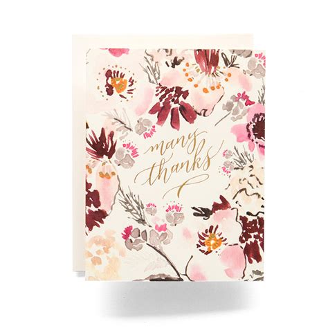 Floral Many Thanks Greeting Card - Antiquaria