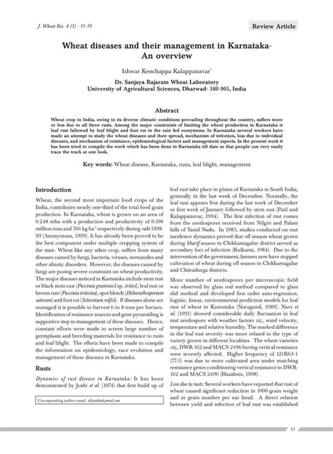 Wheat Diseases and Their Management in Karnataka- an Overview - DocsLib