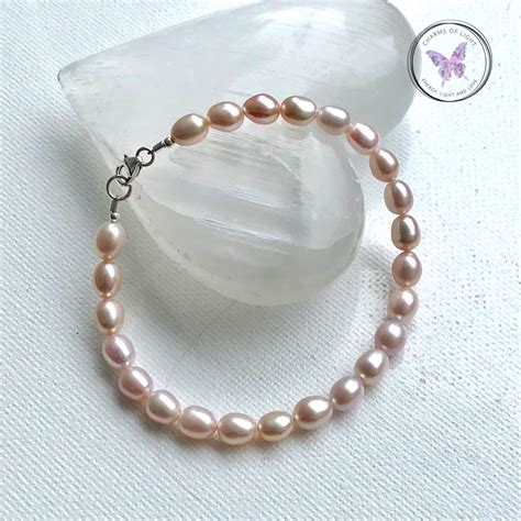 Pink Pearl Bracelet With Silver Clasp