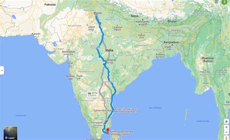 Route Map to Rameswaram Temple