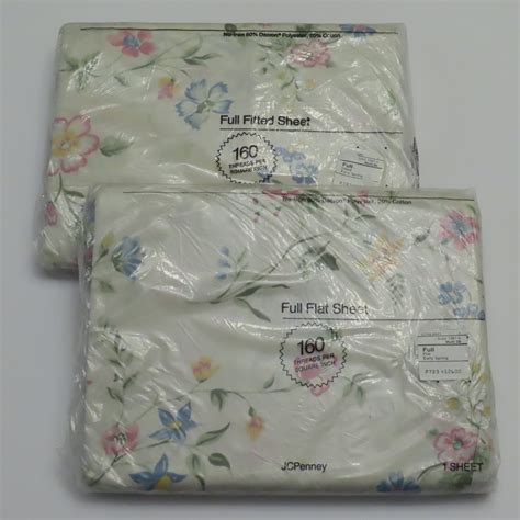 Vintage JC Penney floral Early Spring full flat and fitted sheets -New in package