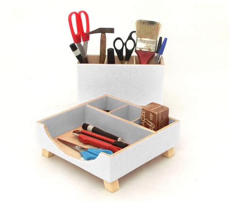 White Desk Organizer, Wood Desktop Organizer, Pen holder, Office Desk Accessories, White Desk ...