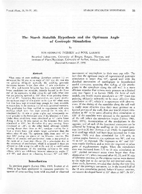 (PDF) The Starch Statolith Hypothesis and the Optimum Angle of ...