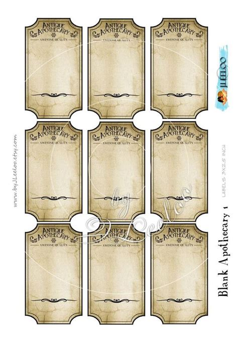 BLANK APOTHECARY editable printable tags label poison bottle jar labels ...