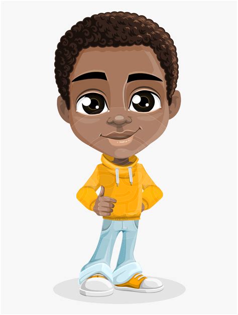 Vector Child Cartoon Character - African American Male Cartoon Characters, HD Png Download ...