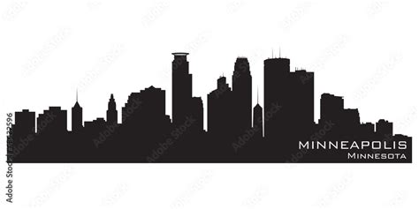 Minneapolis, Minnesota skyline. Detailed vector silhouette Stock Vector ...