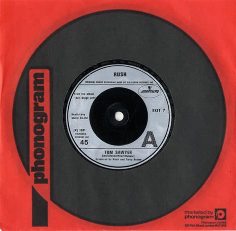 Rush Tom Sawyer UK 7" vinyl single (7 inch record / 45) (567021)