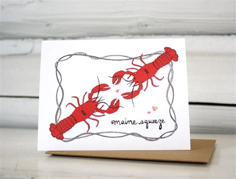 Valentine Card. Lobster Love Card for Your Maine Squeeze - Etsy