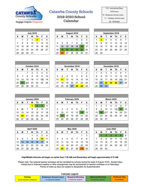 2019-20 CCS Calendar - CATAWBA COUNTY SCHOOLS