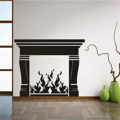 Wall Stickers Fireplace Vinyl Wall Sticker Home Living Room Décor Hot Fire Wall Decals Fireplace ...