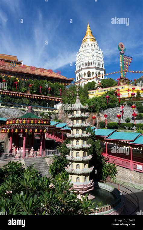 Kek Lok Si buddhist temple and pagoda with Chinese New Year decorations for the celebration of ...