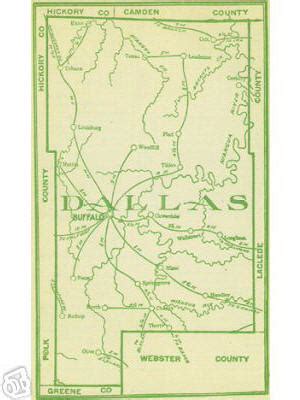 Dallas County Missouri Genealogy, History, maps with Buffalo, Celt ...