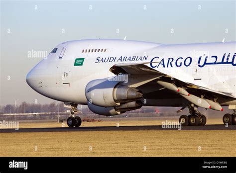 Saudi Arabian Airlines Cargo Boeing 747 take off from Amsterdam ...