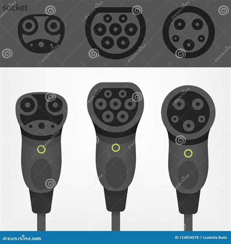 International Standard Of Electric Vehicle Charger Connectors Vector ...