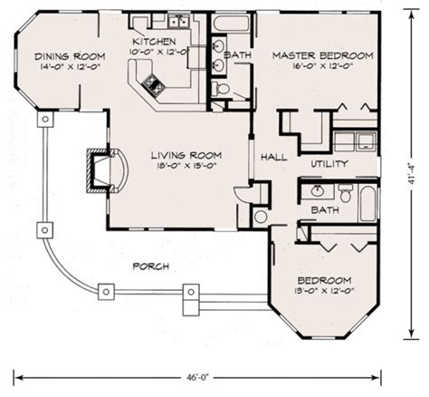 Farmhouse Style House Plan - 2 Beds 2 Baths 1270 Sq/Ft Plan #140-133 - Houseplans.com