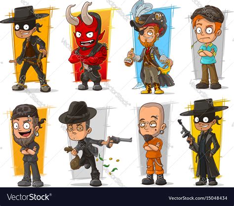 Set of cartoon bad guys characters Royalty Free Vector Image