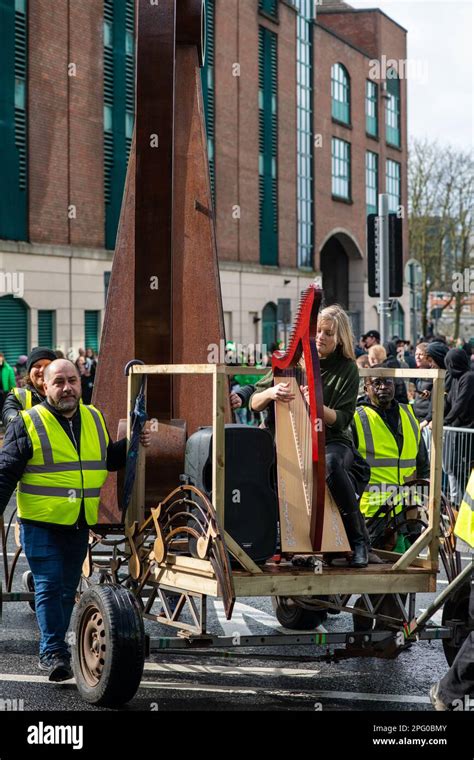 St Patrick's Day in Limerick, parade and happy people during the show, 17.03.2023 Limerick ...