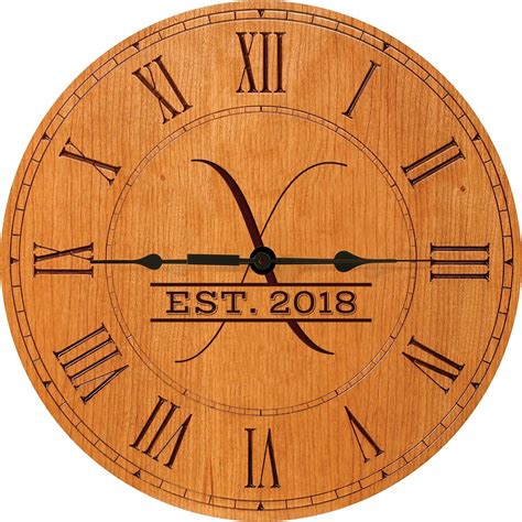 Personalized Engraved Monogram Cherry Wood Clock 12 | Personalized wall ...