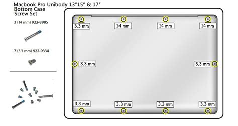 Apple Bottom Screw Set for Macbook + MacBook Pro Unibody 13-inch A1278, 15-inch A1286 & 17-inch ...