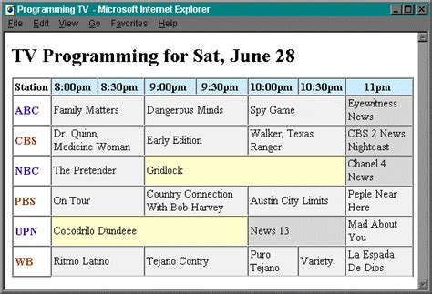 Presentation of a TV schedule. How to integrate static HTML with ...