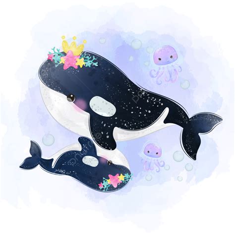 Orca Whale Vector Hd PNG Images, Adorable Orca Whale Motherhood ...