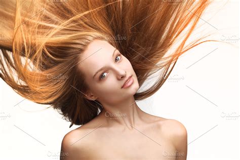 girl with long flying hair | High-Quality People Images ~ Creative Market