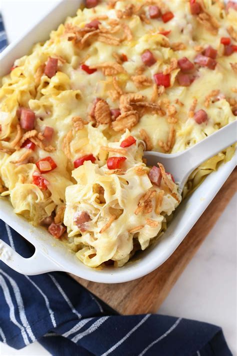 Creamy Ham & Swiss Cheese Casserole - Sizzling Eats