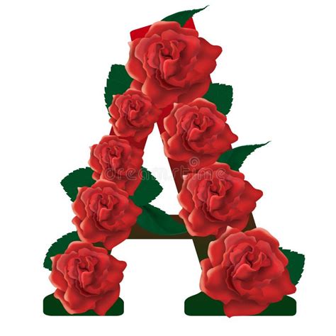 Letter a Red Roses Illustration Stock Photo - Illustration of colourful ...